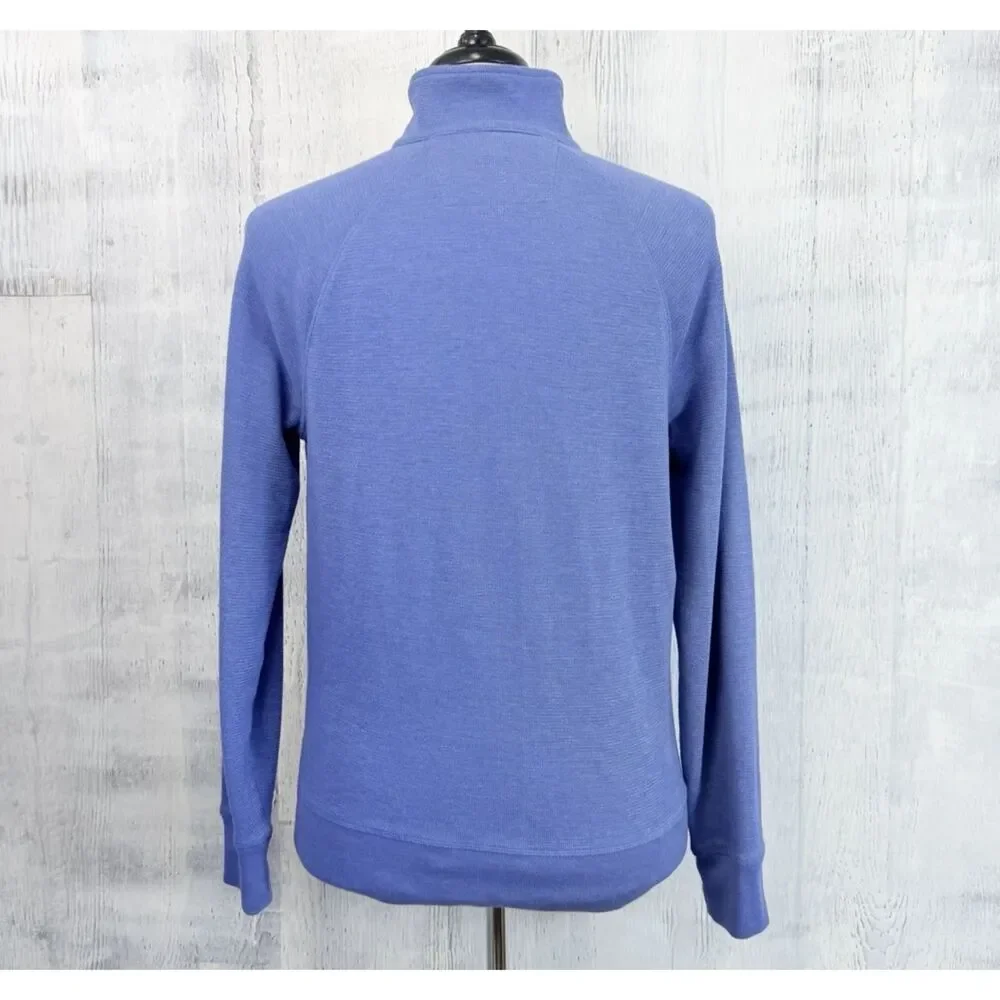 Banana Republic Men’s L 1/4 Button Pullover Textured Henley Sweater Blue Gray